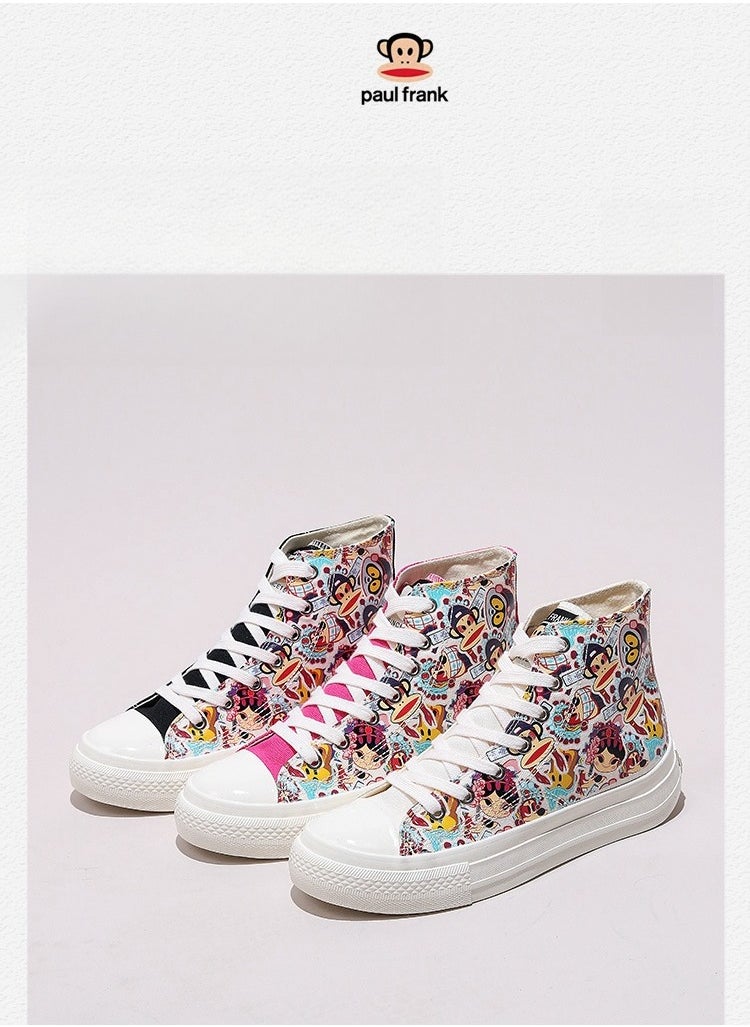 Paul Frank - High Top Canvas Versatile Graffiti Board Shoes For Female Students - Image 1