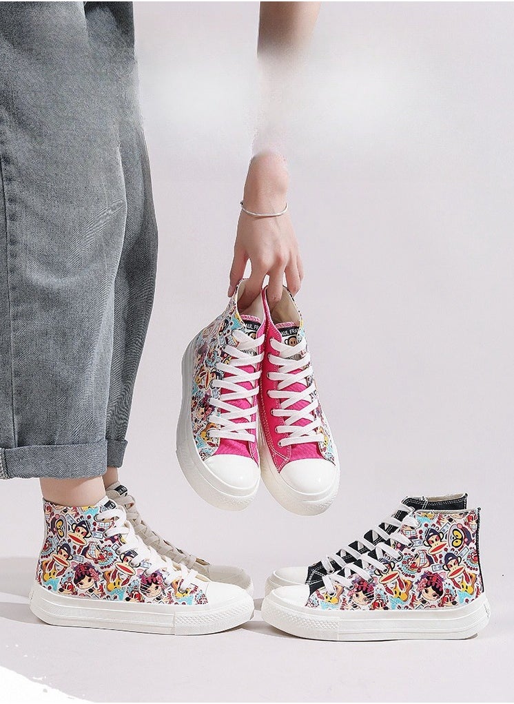 Paul Frank - High Top Canvas Versatile Graffiti Board Shoes For Female Students - Image 1