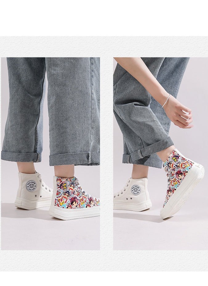 Paul Frank - High Top Canvas Versatile Graffiti Board Shoes For Female Students - Image 1