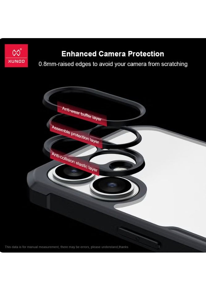 Xundo Clear Case for iPhone 16 Plus | Premium Rugged | Durable Shock-absorbing Frame | Black Border | Thermoplastic Polyurethane | Airbag Anti-drop Protection - Clear - Image 4