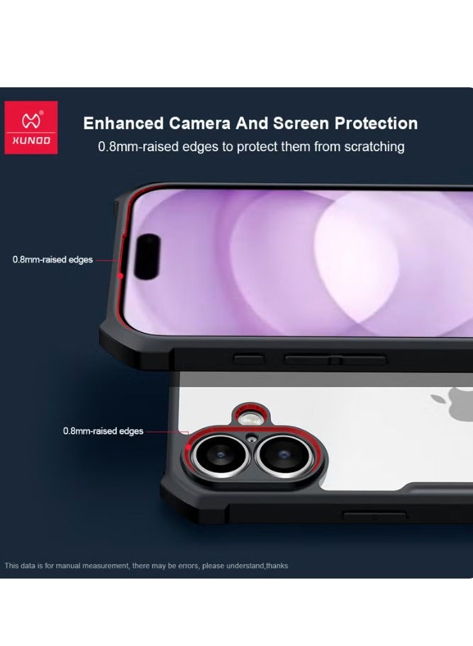 Xundo Clear Case for iPhone 16 Plus | Premium Rugged | Durable Shock-absorbing Frame | Black Border | Thermoplastic Polyurethane | Airbag Anti-drop Protection - Clear - Image 5