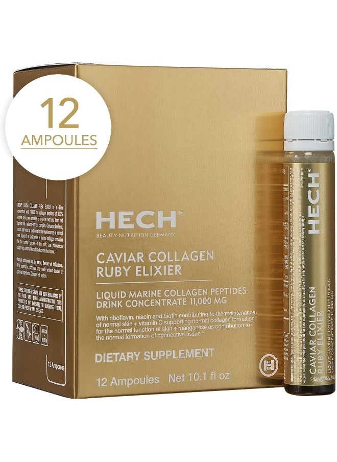 HECH - Caviar Collagen Ruby Elixier - Beauty Supplement With 11,000 Mg Marine And Caviar Collagen Peptides, Polyphenols And Complex Of 9 Bioactive Vita-Mineral Nutrients - Image 1