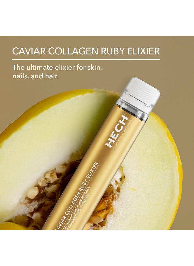 HECH - Caviar Collagen Ruby Elixier - Beauty Supplement With 11,000 Mg Marine And Caviar Collagen Peptides, Polyphenols And Complex Of 9 Bioactive Vita-Mineral Nutrients - Image 1