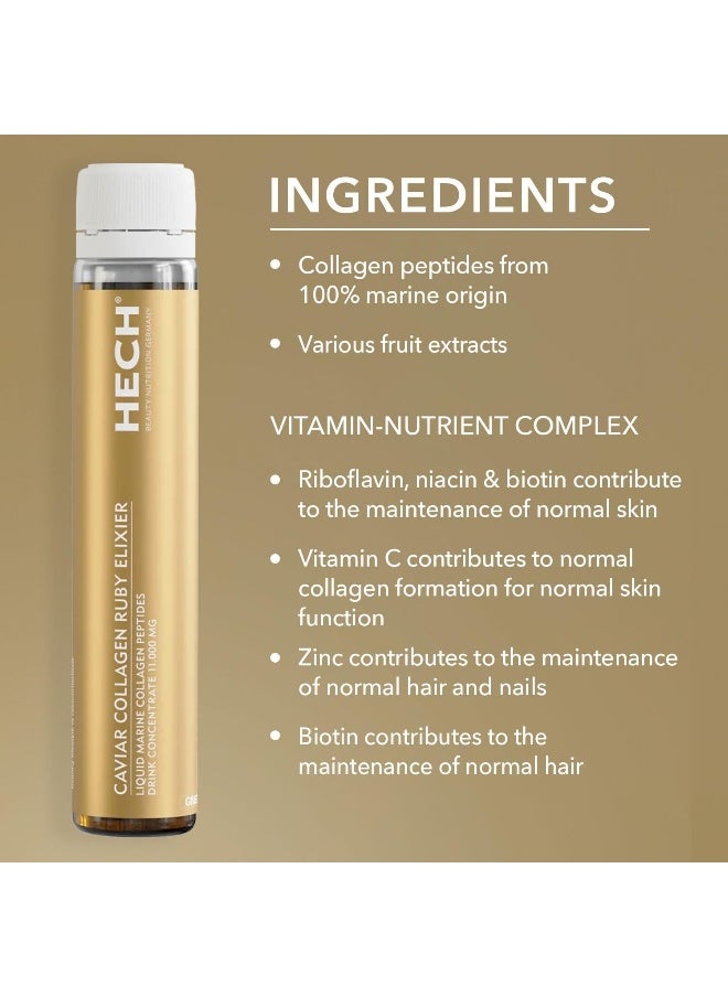 HECH - Caviar Collagen Ruby Elixier - Beauty Supplement With 11,000 Mg Marine And Caviar Collagen Peptides, Polyphenols And Complex Of 9 Bioactive Vita-Mineral Nutrients - Image 1