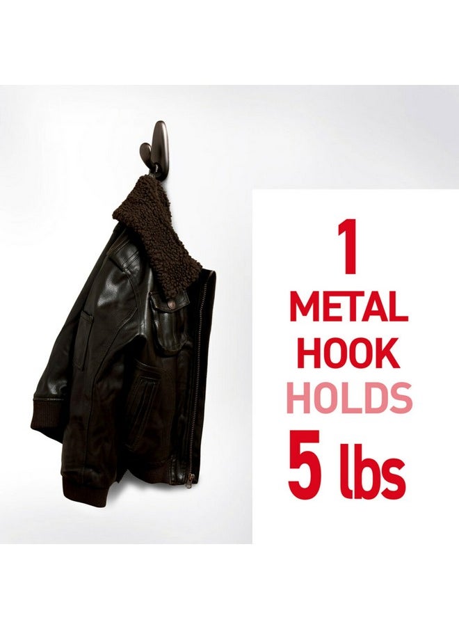 Command Command 5 lb Large Brushed Nickel Metal Hooks, 2 Hooks and 4 Command Strips, Damage Free Coat Hooks with Adhesive Strips, Forever Classic Hooks for Christmas Decorations  - Image 2