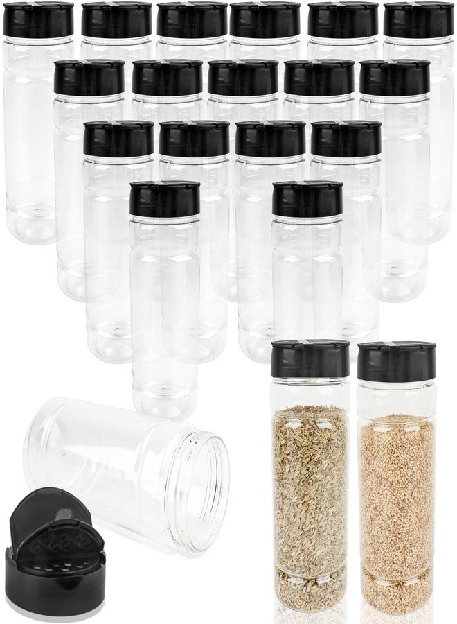 Conagel 20 Pack 16 oz Plastic Spice Jars with Black Shaker Cap Reusable Seasoning Containers Jars with Shaker Lids Clear Empty Plastic Bottle for Storing Spice Seasoning Powders - Image 1