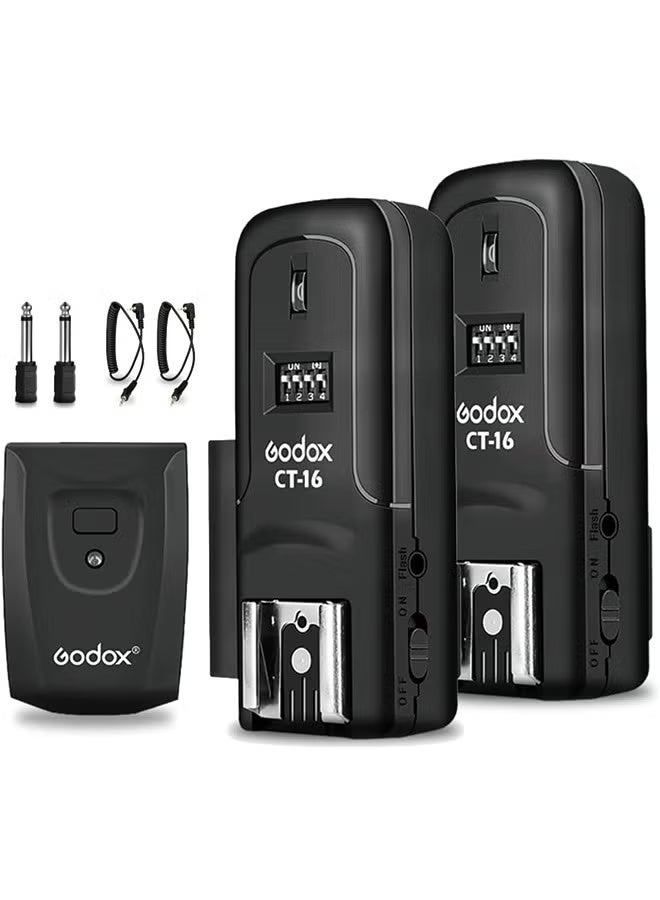 Godox CT-16 Wireless Radio Flash Trigger Receiver Kit,Fit Compatible for Canon Nikon Pentax DSLR Camera Studio 3-in-1 Flash Transmitter and Receiver - Image 1