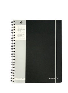 Pukka Pad Pukka Pad A4+ Spiral Bound Meeting Pad Notebook Single Line Diary 160 Pages, Ruled, 90gsm, 7mm Line, Perforated Page, Polyprop Cover, Elastic Closure, 9 Pocket Business Card Holder, A4 Storage Pocket  - Image 1