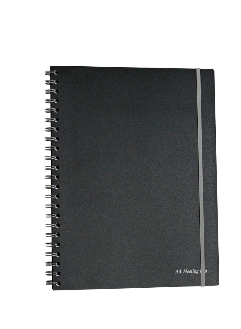 Pukka Pad Pukka Pad A4+ Spiral Bound Meeting Pad Notebook Single Line Diary 160 Pages, Ruled, 90gsm, 7mm Line, Perforated Page, Polyprop Cover, Elastic Closure, 9 Pocket Business Card Holder, A4 Storage Pocket - Image 2