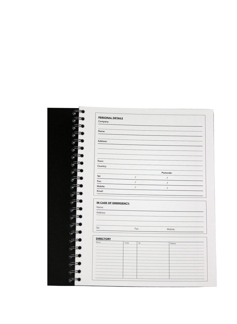 Pukka Pad Pukka Pad A4+ Spiral Bound Meeting Pad Notebook Single Line Diary 160 Pages, Ruled, 90gsm, 7mm Line, Perforated Page, Polyprop Cover, Elastic Closure, 9 Pocket Business Card Holder, A4 Storage Pocket - Image 4