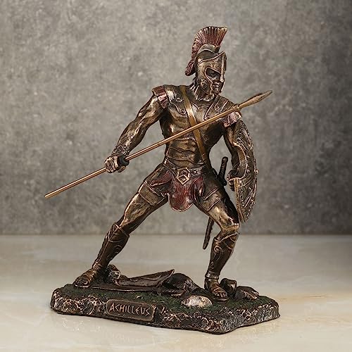 Veronese Design Achilles Rage Trojan War Hero Achilleus Holding Spear and Shield Statue - Image 2