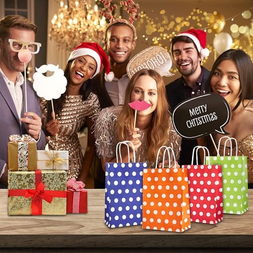 RanGit Bhumi Gift Bags- 30 pcs Polka Dots Small Paper Bags with Handles- Return Gifts Paper Carry Bag, Party Favor Goodie Treat Bag for Corporate event, Birthday, Wedding, Festivals (Small-Polka Dots, Pack of 30) - Image 5