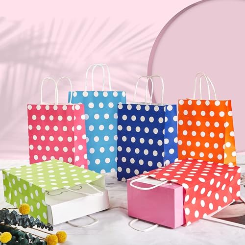 RanGit Bhumi Gift Bags- 30 pcs Polka Dots Small Paper Bags with Handles- Return Gifts Paper Carry Bag, Party Favor Goodie Treat Bag for Corporate event, Birthday, Wedding, Festivals (Small-Polka Dots, Pack of 30) - Image 4