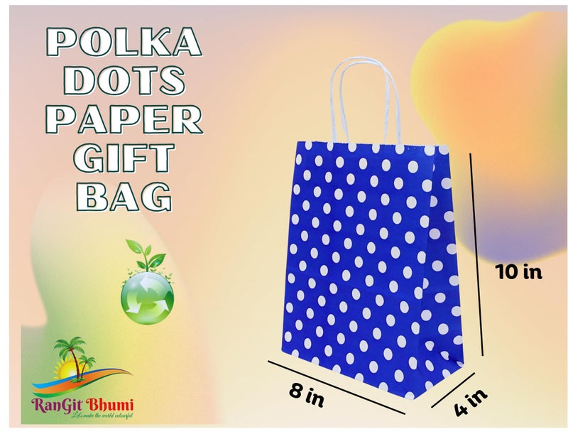 RanGit Bhumi Gift Bags- 30 pcs Polka Dots Small Paper Bags with Handles- Return Gifts Paper Carry Bag, Party Favor Goodie Treat Bag for Corporate event, Birthday, Wedding, Festivals (Small-Polka Dots, Pack of 30) - Image 2
