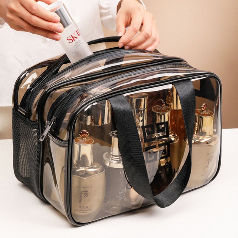 Large Capacity PVC Wet & Dry Separation Cosmetic Toiletry Bag - Travel Waterproof - Image 1