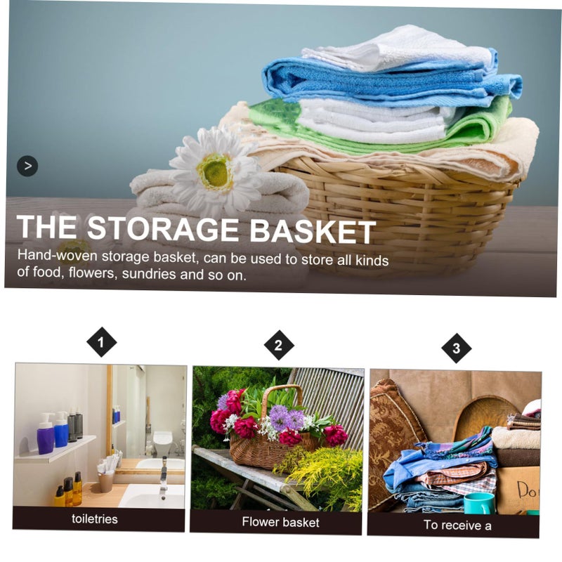 Imitation Rattan Storage Basket with Handles Lightweight Decorative for Home Picnic Festival Use - Image 4