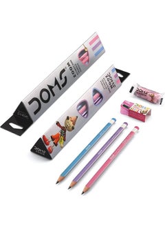 DOMS Zoom Triangle Pencil 12 Pieces + Eraser + Sharpener 12 Piece Pack 