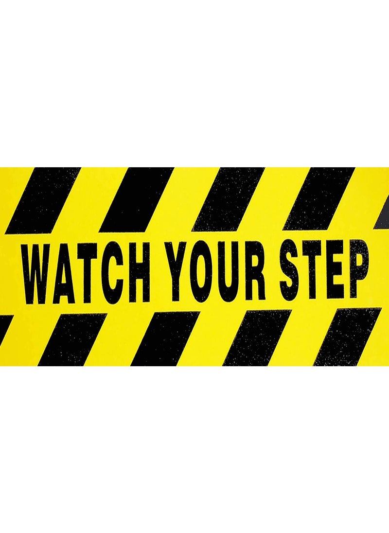 Generic - Directional signboard, adhesive sticker, with the design of a warning phrase on the stairs, size 21 x 10.5 cm, yellow and black color, manufactured by Up to Date Egypt - Image 1