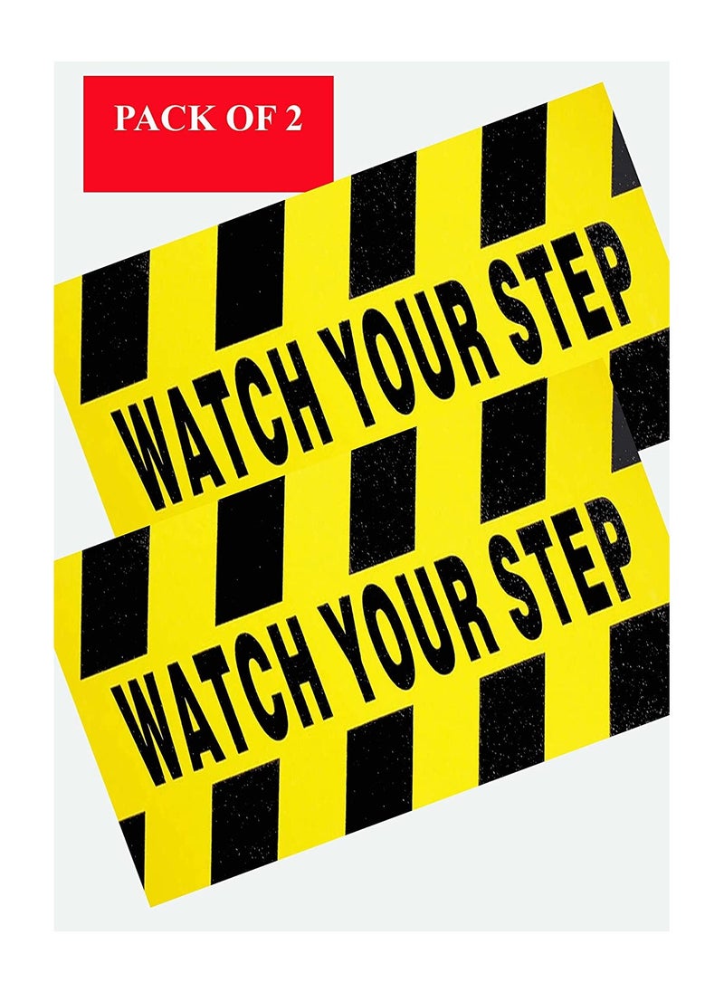 Generic - Directional signboard, adhesive sticker, with the design of a warning phrase on the stairs, size 21 x 10.5 cm, yellow and black color, manufactured by Up to Date Egypt - Image 1