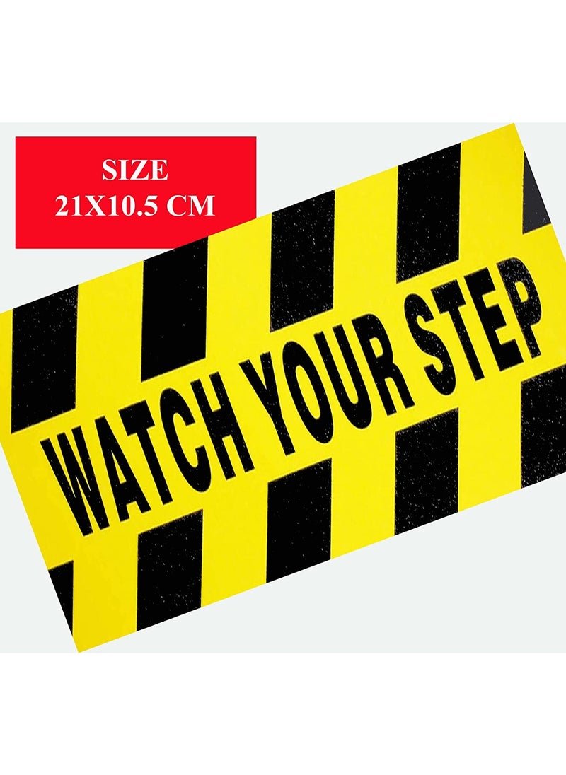 Generic - Directional signboard, adhesive sticker, with the design of a warning phrase on the stairs, size 21 x 10.5 cm, yellow and black color, manufactured by Up to Date Egypt - Image 1