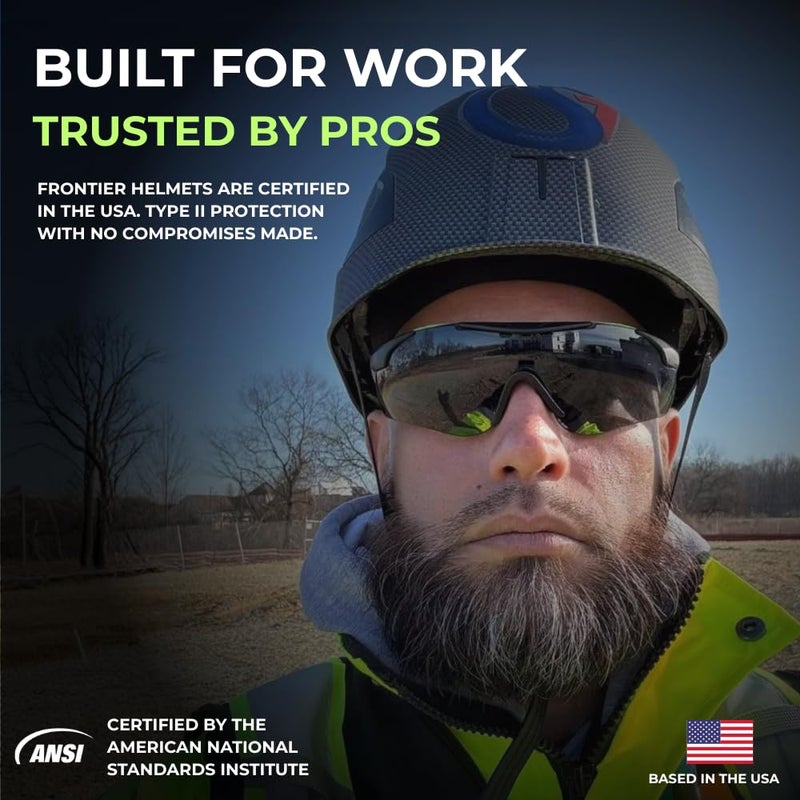 Land Helmets Frontier Type 2 Class C Vented Safety Helmet - ANSI/ISEA Z89.1 Type II OSHA Compliant Hard Hat. Used in Construction, Arbor, and Industrial Work. (White) - Image 3
