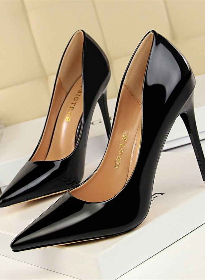 BIGTREE Fashion Metal Heel High-Heeled Shoes 10.5CM Black