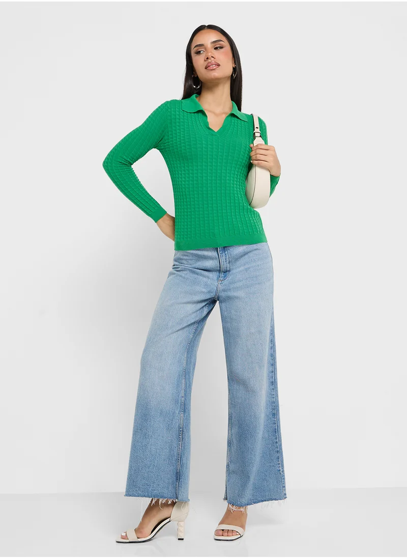 ايلا Ribbed Polo Sweater