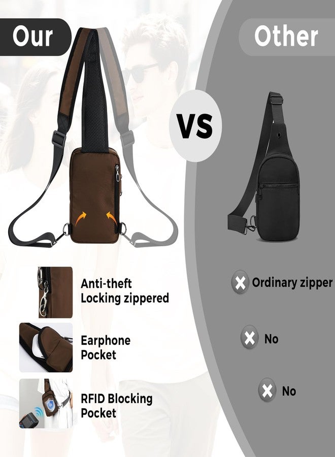 VADOO Sling Bag, Crossbody Bag with Zipper Lock, RFID Blocking & Water Resistant for Men and Women(Brown) - Image 5