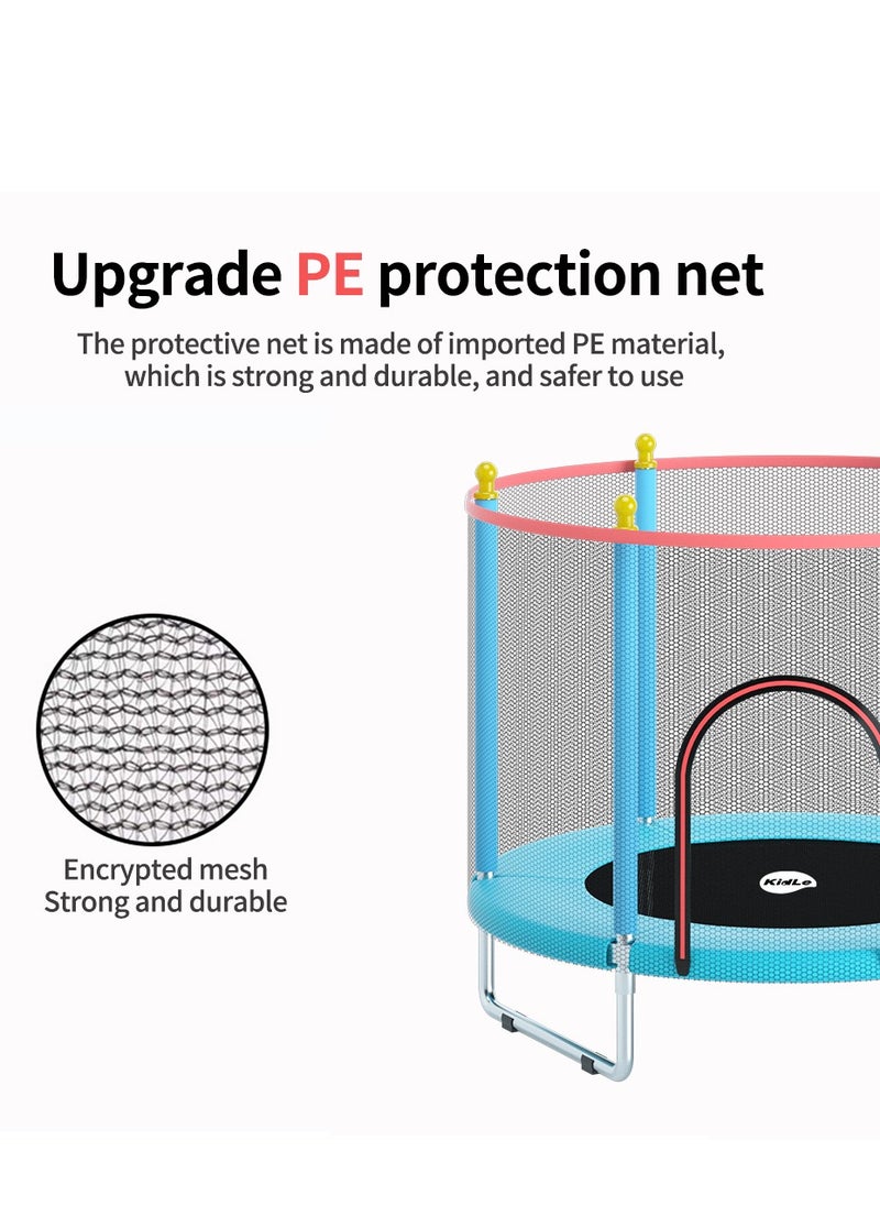 MaBaby - Mababy Kids Trampoline with Safety Enclosure - 551lb Weight Limit, Durable Jump Mat, 3 U-Shaped Legs, Quiet Foot Pads, and Soft Foam Protection - Image 1
