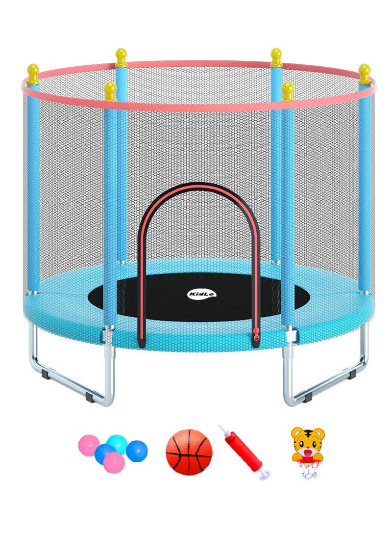 MaBaby - Mababy Kids Trampoline with Safety Enclosure - 551lb Weight Limit, Durable Jump Mat, 3 U-Shaped Legs, Quiet Foot Pads, and Soft Foam Protection - Image 1