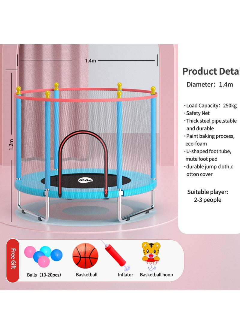 MaBaby - Mababy Kids Trampoline with Safety Enclosure - 551lb Weight Limit, Durable Jump Mat, 3 U-Shaped Legs, Quiet Foot Pads, and Soft Foam Protection - Image 1