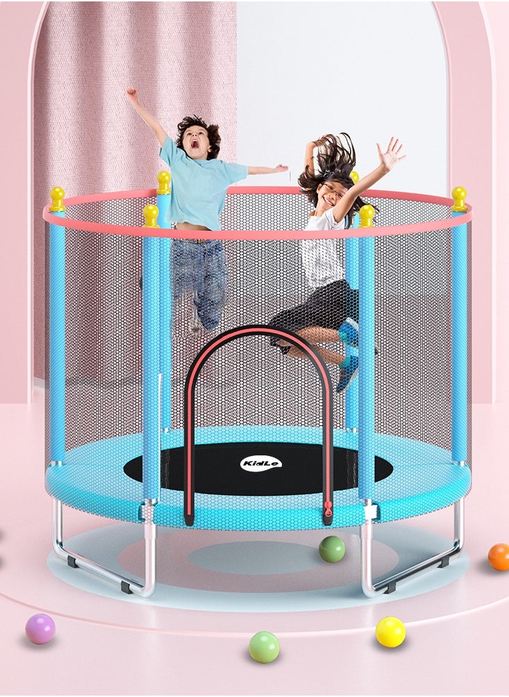 MaBaby - Mababy Kids Trampoline with Safety Enclosure - 551lb Weight Limit, Durable Jump Mat, 3 U-Shaped Legs, Quiet Foot Pads, and Soft Foam Protection - Image 1