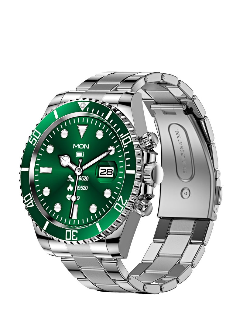 Smartwatch with Jerry 7012 Chip, 1.3" Full-Fit Display, IP68 Waterproof, Magnetic Fast Charging, Touch+Key+Rotatable Bezel, Arabic Support, Sport/Health Tracking - Green - Image 1