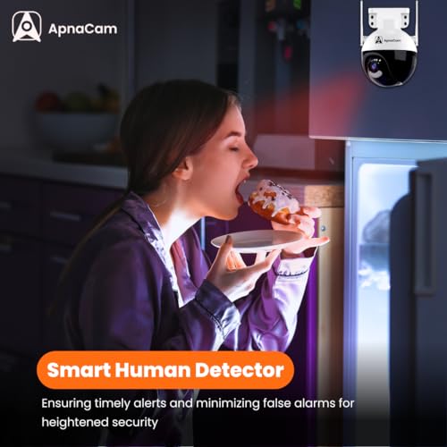 ApnaCam WiFi Dome PTZ Wireless CCTV Camera | Alarm | Motion Alert | Color Night Vision Camera | SD Card Support | Two-Way Audio | 360° Pan & Tilt | Outdoor Security Camera - Image 2