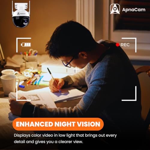 ApnaCam WiFi Dome PTZ Wireless CCTV Camera | Alarm | Motion Alert | Color Night Vision Camera | SD Card Support | Two-Way Audio | 360° Pan & Tilt | Outdoor Security Camera - Image 4
