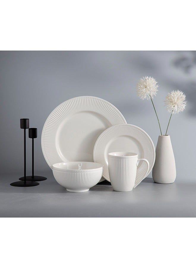 طقم أدوات مائدة من البورسلين مكون من 16 قطعة لخدمة 4 أشخاص، أطباق، سلطانيات وأكواب، آمن للاستخدام في غسالة الصحون والميكروويف، خدمة لـ 4 - لون أبيض بالكامل - Image 3