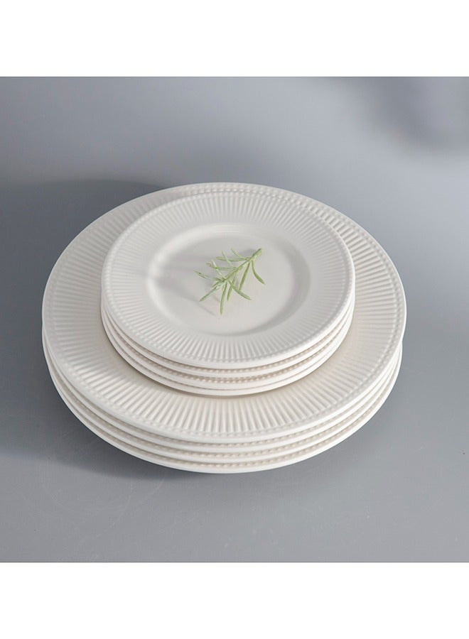 طقم أدوات مائدة من البورسلين مكون من 16 قطعة لخدمة 4 أشخاص، أطباق، سلطانيات وأكواب، آمن للاستخدام في غسالة الصحون والميكروويف، خدمة لـ 4 - لون أبيض بالكامل - Image 4