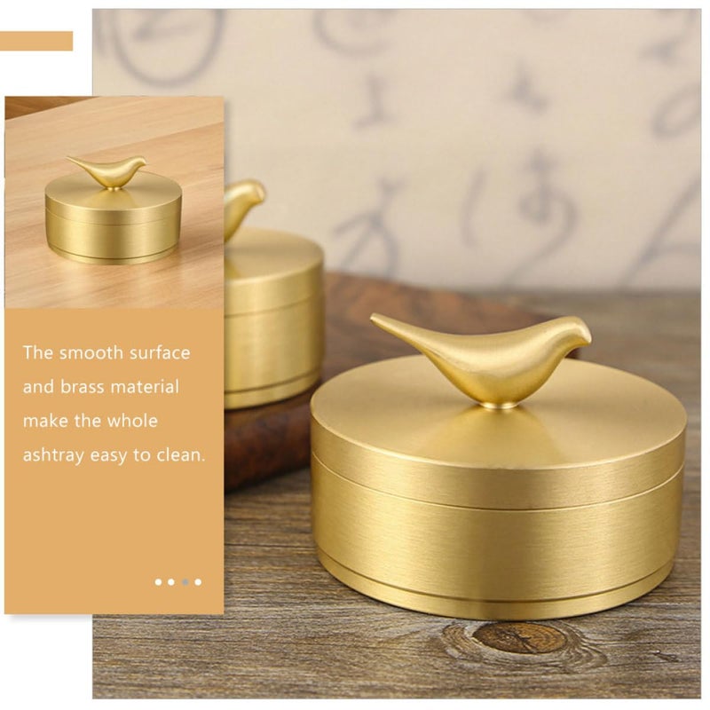 Brass Sealed Ashtray With Lid Wear Resistant Desktop Car And Indoor Use - Image 5