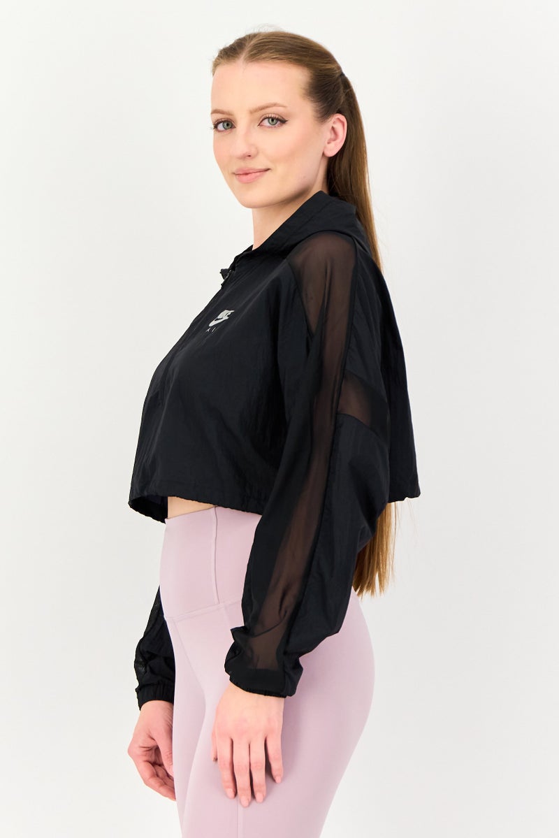 Nike Women Loose Fit Long Sleeve Crop Running Jacket, Black - Image 2