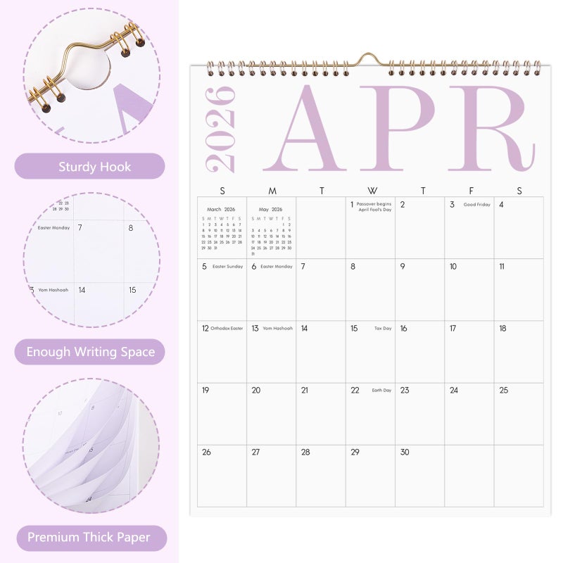Zuozee Wall Calendar 2026-2027, Aesthetic Large Wall Calendar -14" x 11" - 24 Monthly Calendar Runs from January 2026 Until December 2027, 2026 Calendar for Office, Home and School - Image 2