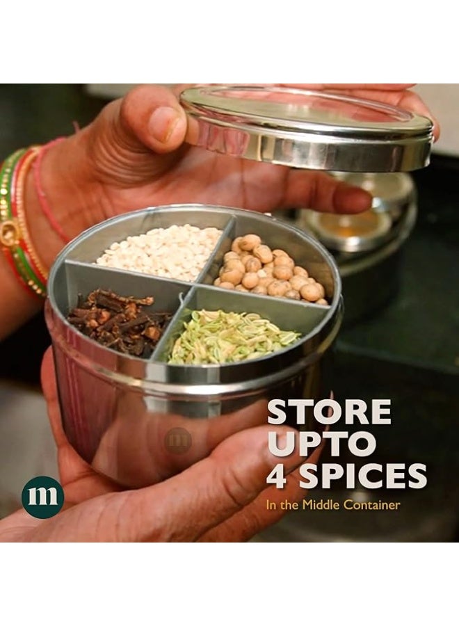 مارو علبة توابل مارو ستيل 12 في 1 للمطبخ، علبة توابل متينة مع وعاء مقسم في المنتصف وأغطية شفافة، علبة أنيقة لتخزين التوابل في المطبخ - Image 4