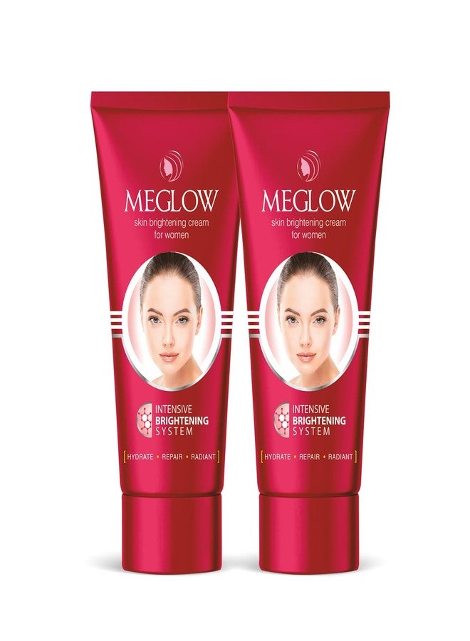 Meglow by Leeford | Skin Brightening Moisturizer Cream for Women| Hydrates, Repairs, Radiates | Reduces Dark Spots, Melanin, Melasma | Prevents Pigmentation | Evens Skin Tone Pack of 2 (50g each) - Image 1