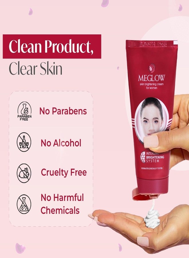 Meglow by Leeford | Skin Brightening Moisturizer Cream for Women| Hydrates, Repairs, Radiates | Reduces Dark Spots, Melanin, Melasma | Prevents Pigmentation | Evens Skin Tone Pack of 2 (50g each) - Image 4
