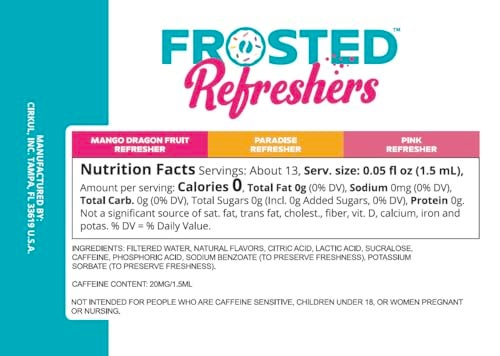 Cirkul Frosted Refreshers Caffeine Flavor Water Variety Pack, Makes 36 Drinks, No Sugar, Zero Calorie Drink Mix, (2 Pink, 2 Mango Dragon Fruit, 2 Paradise) - Image 5