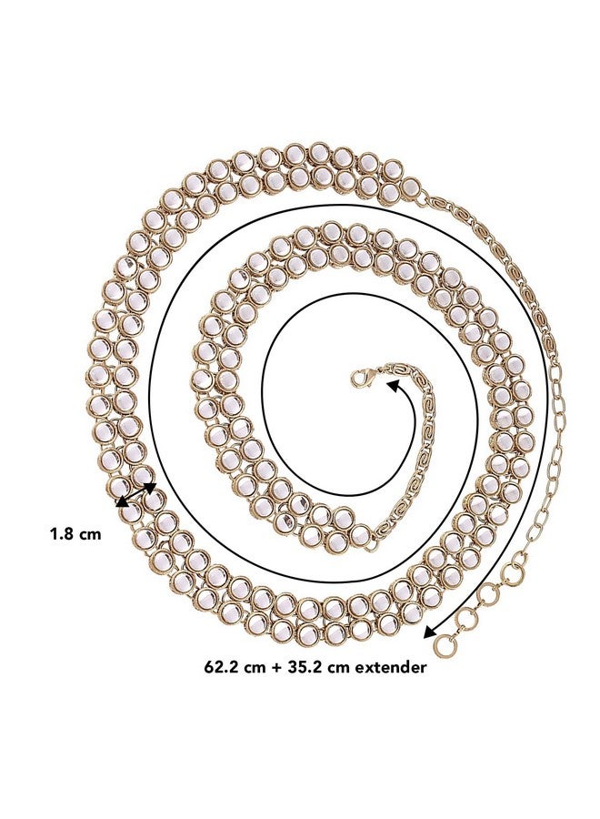 Peora Traditional Adjustable Gold Plated Kundan Waist Belt Kamar bandh Belly Chain Jewellery Gift for Women Girls - Image 4
