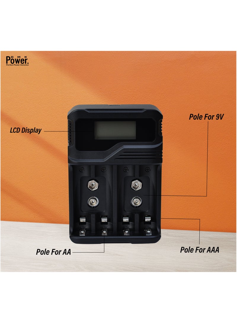 DMK Power DMK Power Rechargeable 4pcs AA 2800mAh High Capacity Batteries 1.2V NiMH Low Self Discharge with TC-Q4A9 4-Slot LCD Quick Rechargeable battery Charger USB Fast Charging, Independent Slot. - Image 4