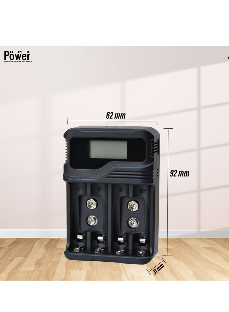 DMK Power DMK Power Rechargeable 4pcs AA 2800mAh High Capacity Batteries 1.2V NiMH Low Self Discharge with TC-Q4A9 4-Slot LCD Quick Rechargeable battery Charger USB Fast Charging, Independent Slot. - Image 5