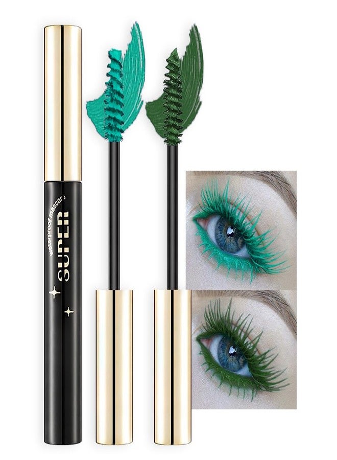 BINGBRUSH Colored Colorful Waterproof Mascara for Eyelashes Set,Blue White Black Brown Purple Long lasting Charming Voluminous Cruelty Free Vegan Eye Makeup (A-2Pcs 03#&04# Green, A) - Image 1