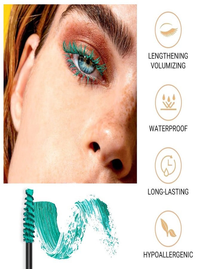 BINGBRUSH Colored Colorful Waterproof Mascara for Eyelashes Set,Blue White Black Brown Purple Long lasting Charming Voluminous Cruelty Free Vegan Eye Makeup (A-2Pcs 03#&04# Green, A) - Image 5