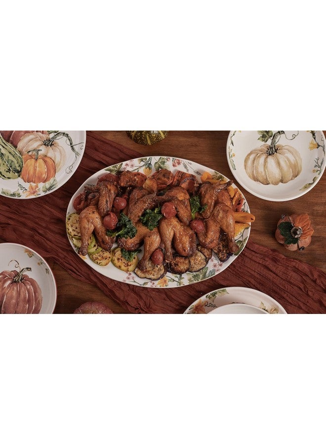 Bico Pumpkin Feast Ceramic 16 inch Oval Platter, Microwave & Dishwasher Safe - Image 5
